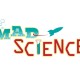 Mad Science Identity showing a play on bubbles, rockets and test tubes
