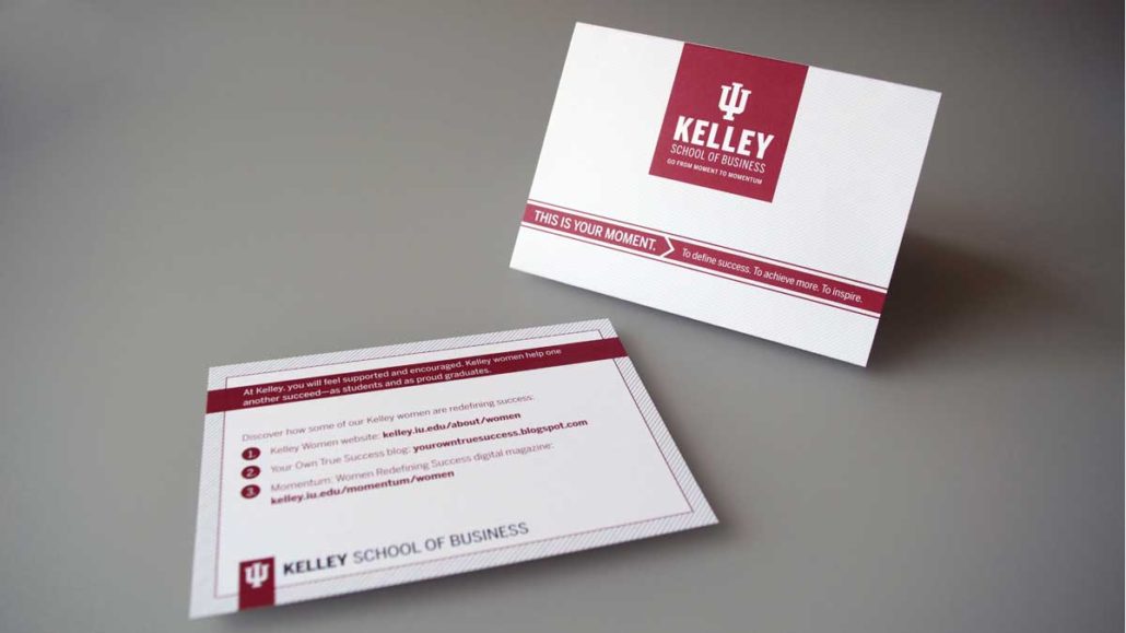 Kelley School of Business exterior of pop up card