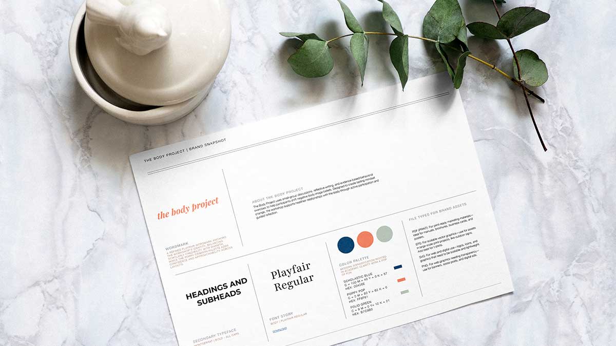 Style guidelines on a marble tabl